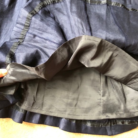 J. Crew Navy Linen Fluted Skirt - Picture 7 of 7